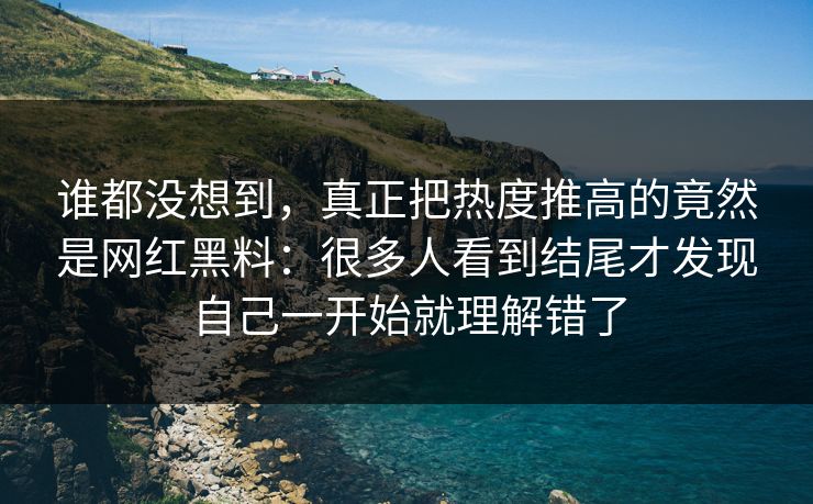 谁都没想到,真正把热度推高的竟然是网红黑料:很多人看到结尾才发现自己一开始就理解错了 谁都没想到,真正把热度推高的竟然是网红黑料:很多人看到结尾才发现自己一开始就理解错了
