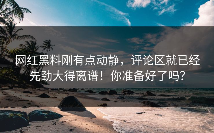 网红黑料刚有点动静，评论区就已经先劲大得离谱！你准备好了吗？