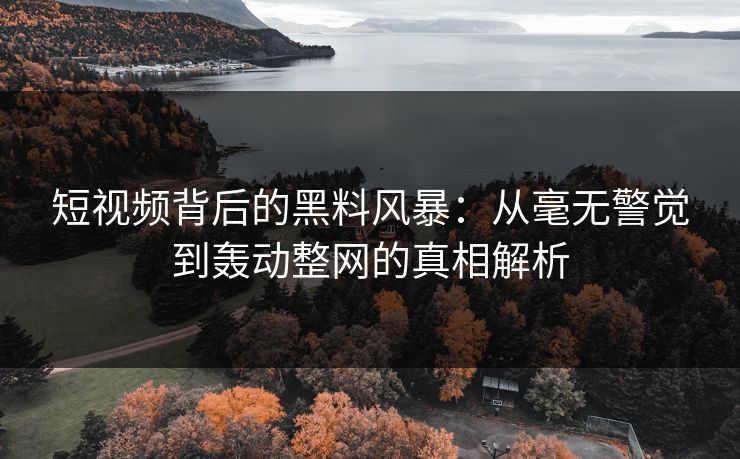 短视频背后的黑料风暴：从毫无警觉到轰动整网的真相解析
